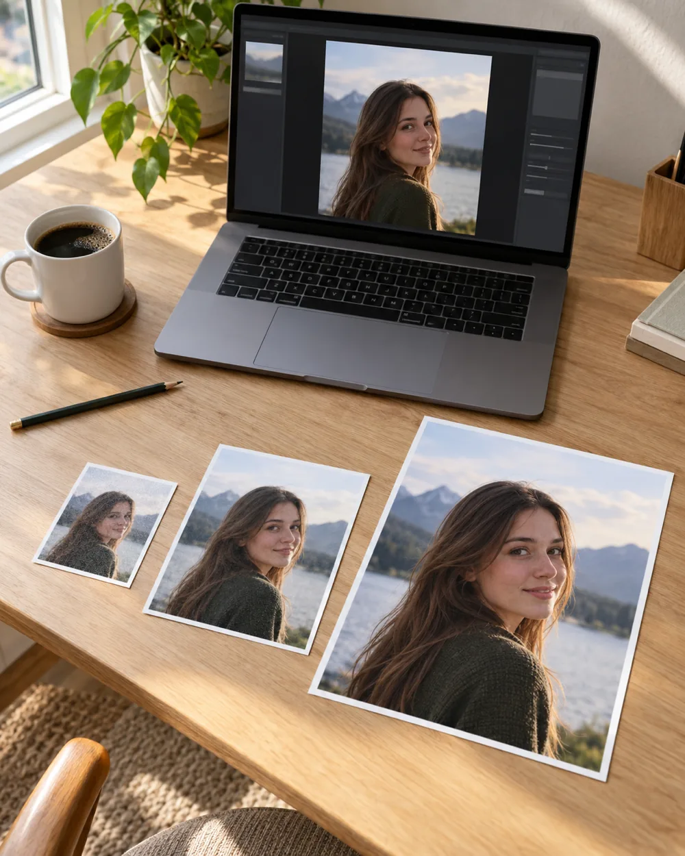 Three-step AI image upscaler workflow: upload, instruct, then download at 4K