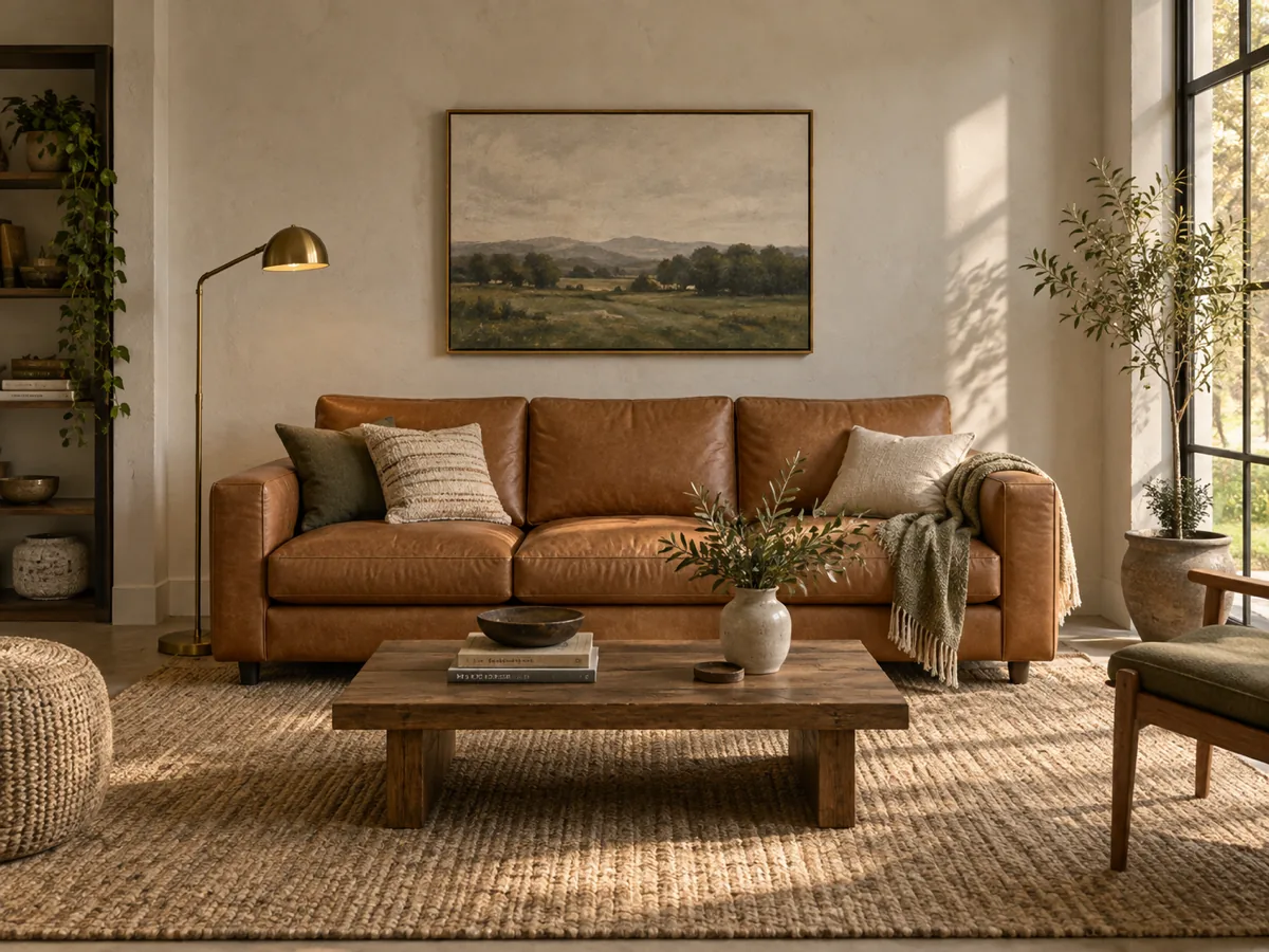 A room where the sofa colour changed while lamp, rug and daylight stayed identical