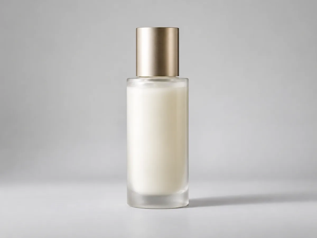 Bottle kept intact while the cluttered desk behind it becomes a plain studio wall