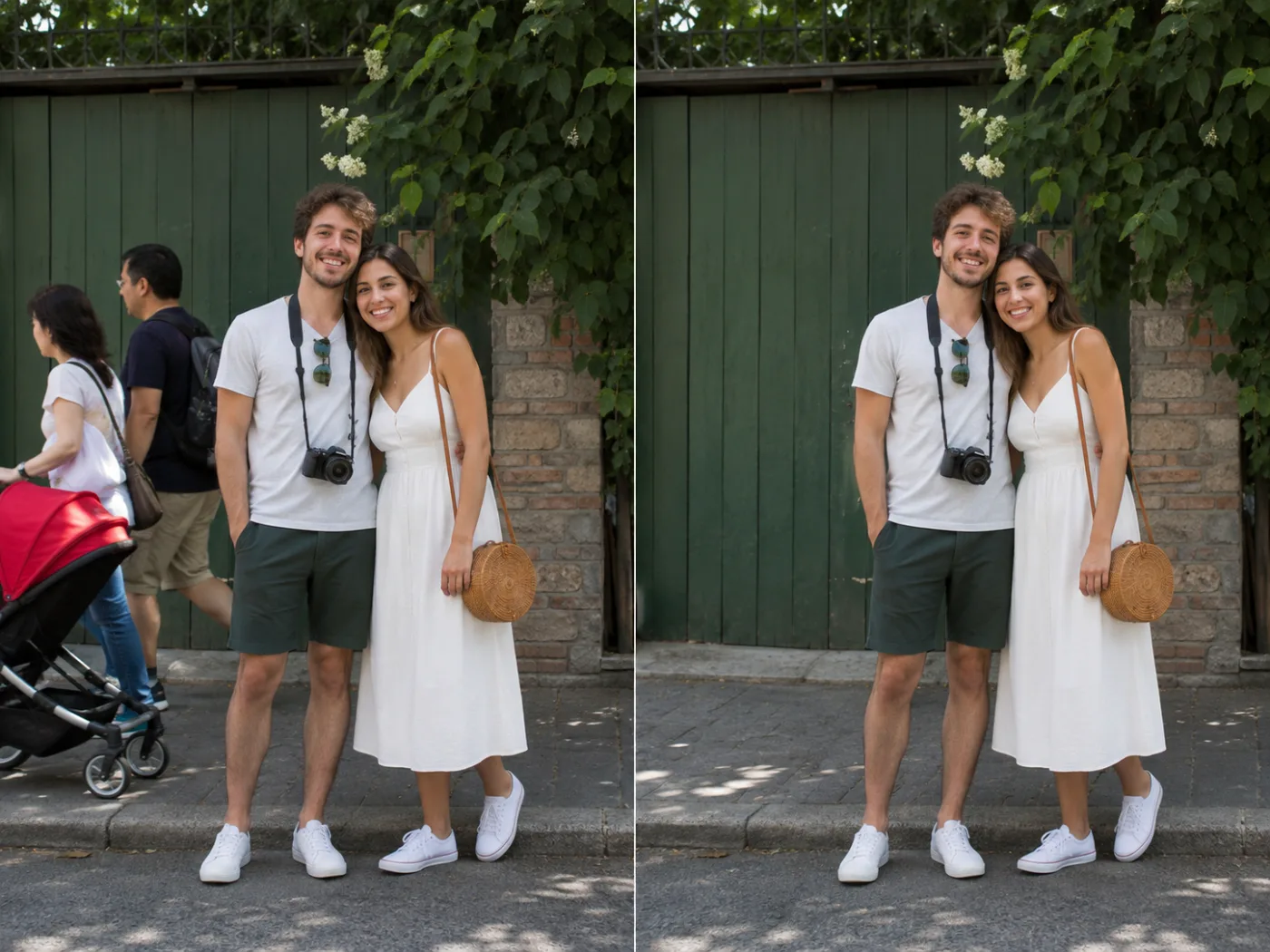 Quitando personas del fondo de una foto de viaje con un editor de imágenes con IA