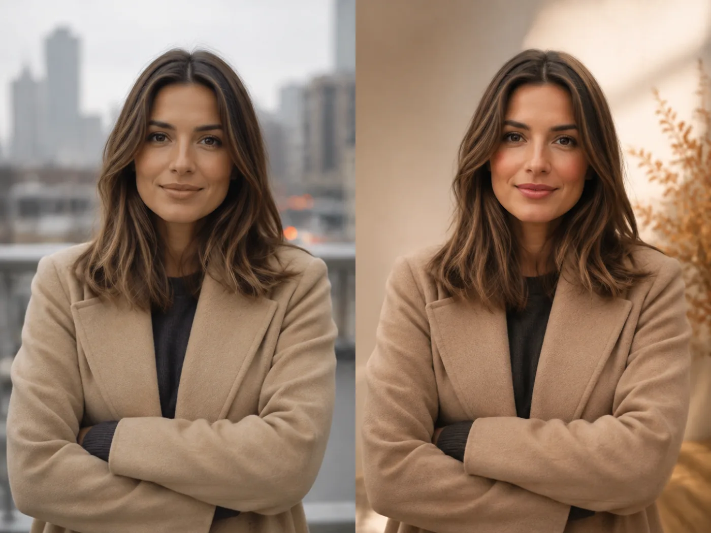 Retrato antes y después de cambiarle el fondo