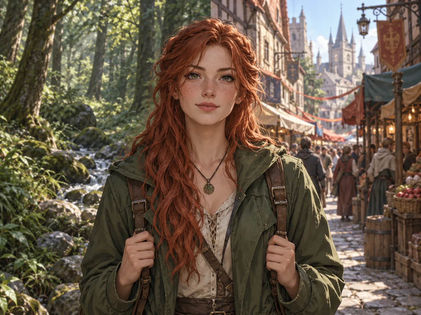 A before and after pair from the Phevo image to image AI showing hold one character across scenes